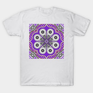 grid circle in ñanduti pattern of paraguay ecopop tribal art T-Shirt